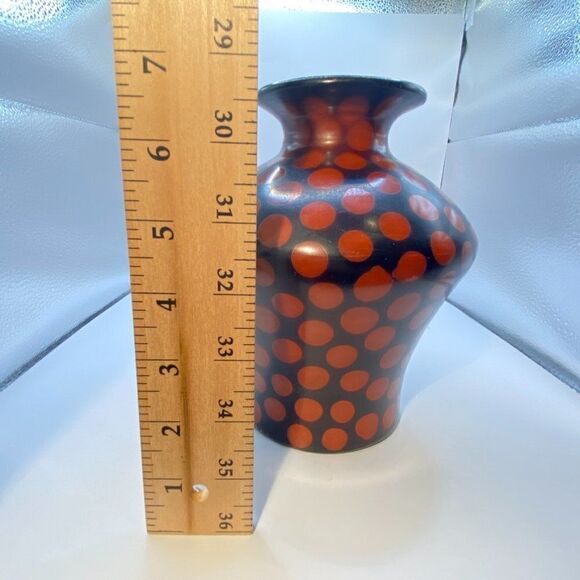 Vintage 2006 Chulucanas Vase Peru Signed Alex Calle Sosa Brown Red Polka… - Picture 10 of 12
